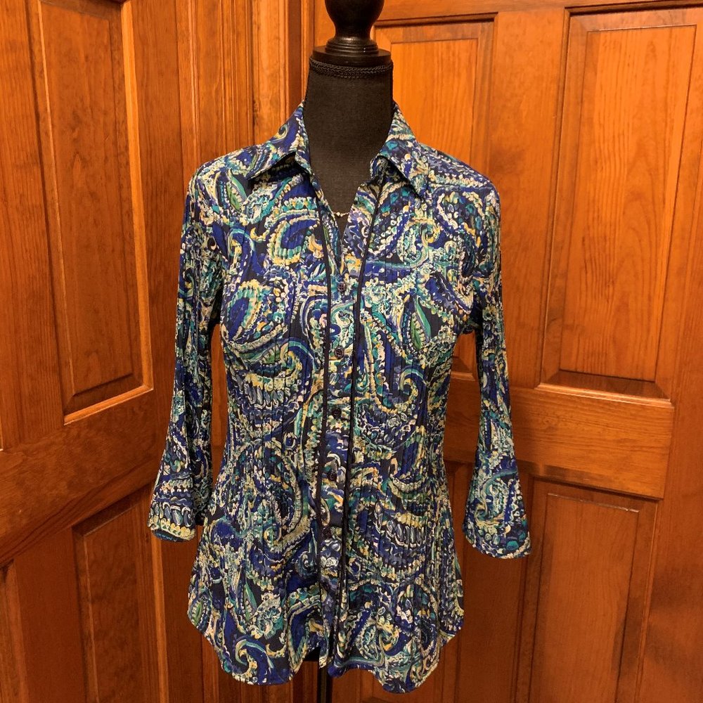 Laura Scott 3/4 sleeve blouse, blue size M